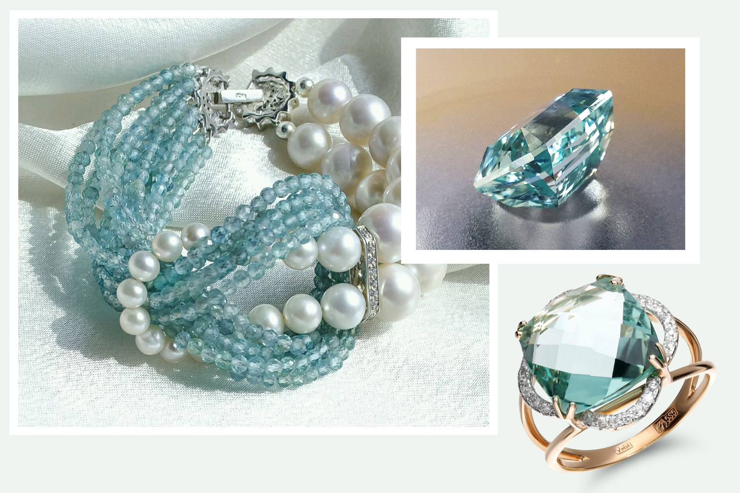 Jewellery with aquamarine
